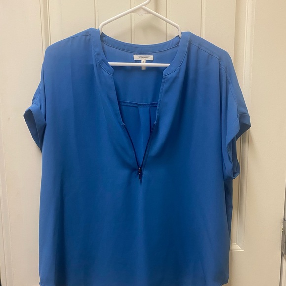 Maurices-Size L-Short sleeve-Black button down/Blue Zipper detail - Picture 5 of 7